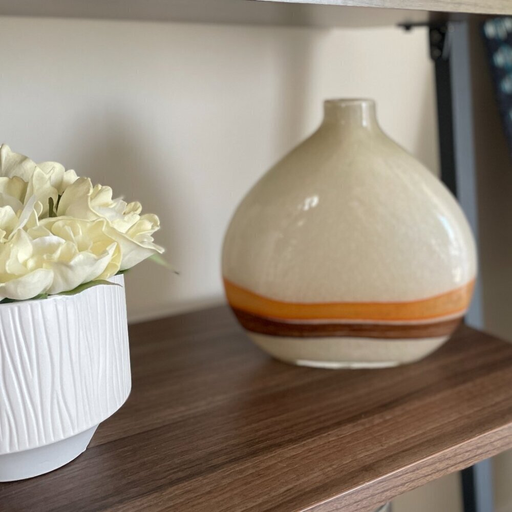 Pier One Retro 70's Blown Glass Vase Y2K Style - CANDLE & BOX NOT INCLUDED - Picture 4 of 12
